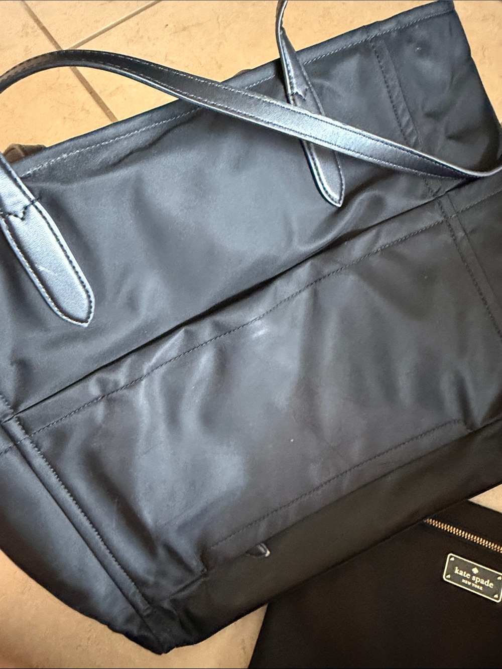 kate spade black nylon tote with detachable pouch - Picture 5 of 9